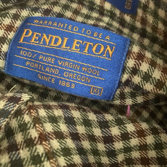 Pendleton Shirt XL Men’s Wool Houndstooth Plaid Brown Sir Button Vintage Fall - Picture 5 of 10